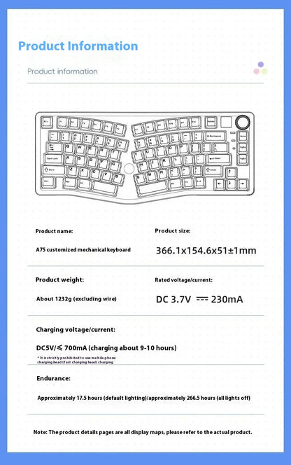 Leobog Alice A75 Mechanical Keyboard 3Mode 2.4G Bluetooth Wireless Keyboard Keycaps PBT Hot swap RGB Custom Gamer Keyboard Gifts