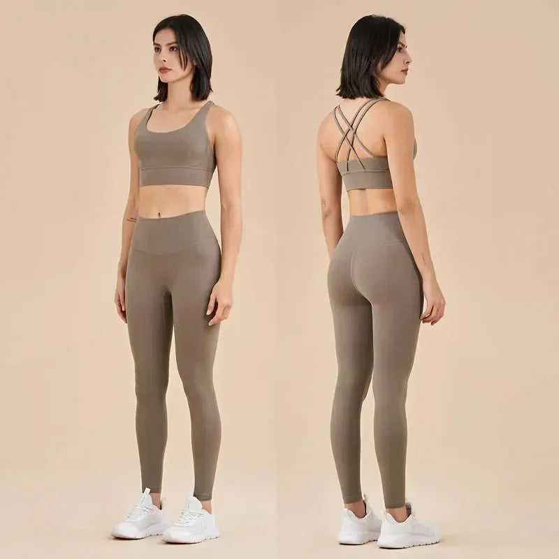 Fitness Yoga Women's Tracksuit Fitness Yoga Sets Sportswear Workout Bra+High Waist Leggings Gym Clothing Seamless Sports Suits