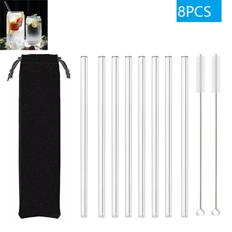 Reusable Glass Drinking Straws Set