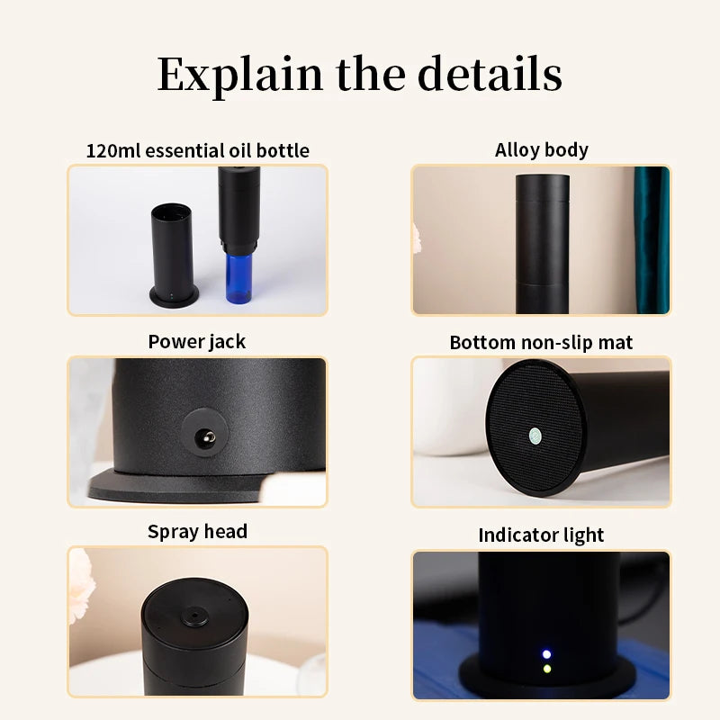 360 Column Aroma Diffuser Perfume Air Purifier Metal Material for Home