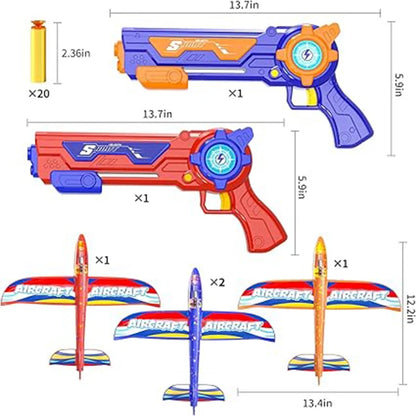 TEMI 4-Pack Foam Planes With 2 Launchers. For Boys 3-8. 4 LED Planes & 20 Darts. Outdoor Toys.