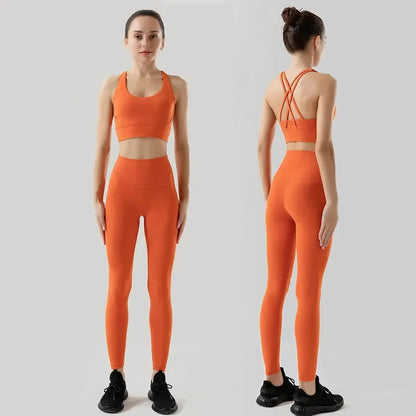 Fitness Yoga Women's Tracksuit Fitness Yoga Sets Sportswear Workout Bra+High Waist Leggings Gym Clothing Seamless Sports Suits