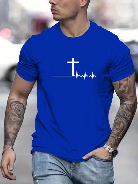 Fashion Cross Print Cotton T-Shirt