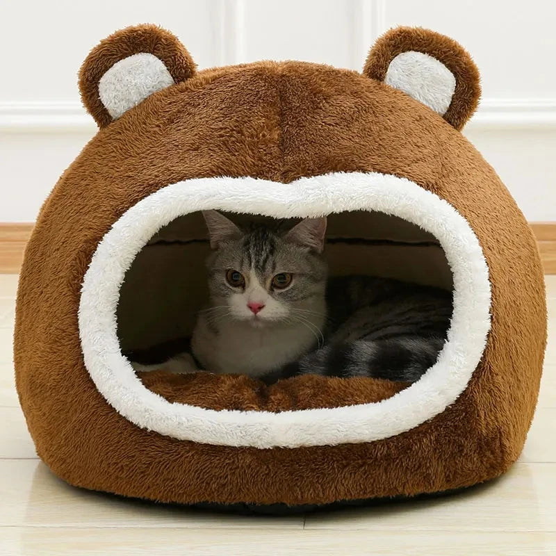 Cozy Brown Cat Bed Lounger