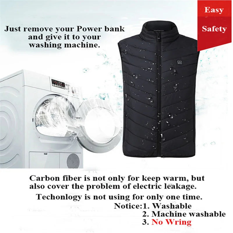 9Areas Self Heating Vest Jacket Vest Winter Electric USB Heater Tactical Jacket Thermal Vest Body Warmer Coat No Battery