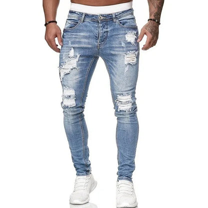 Ripped Mid-Waist Slim Fit Jeans