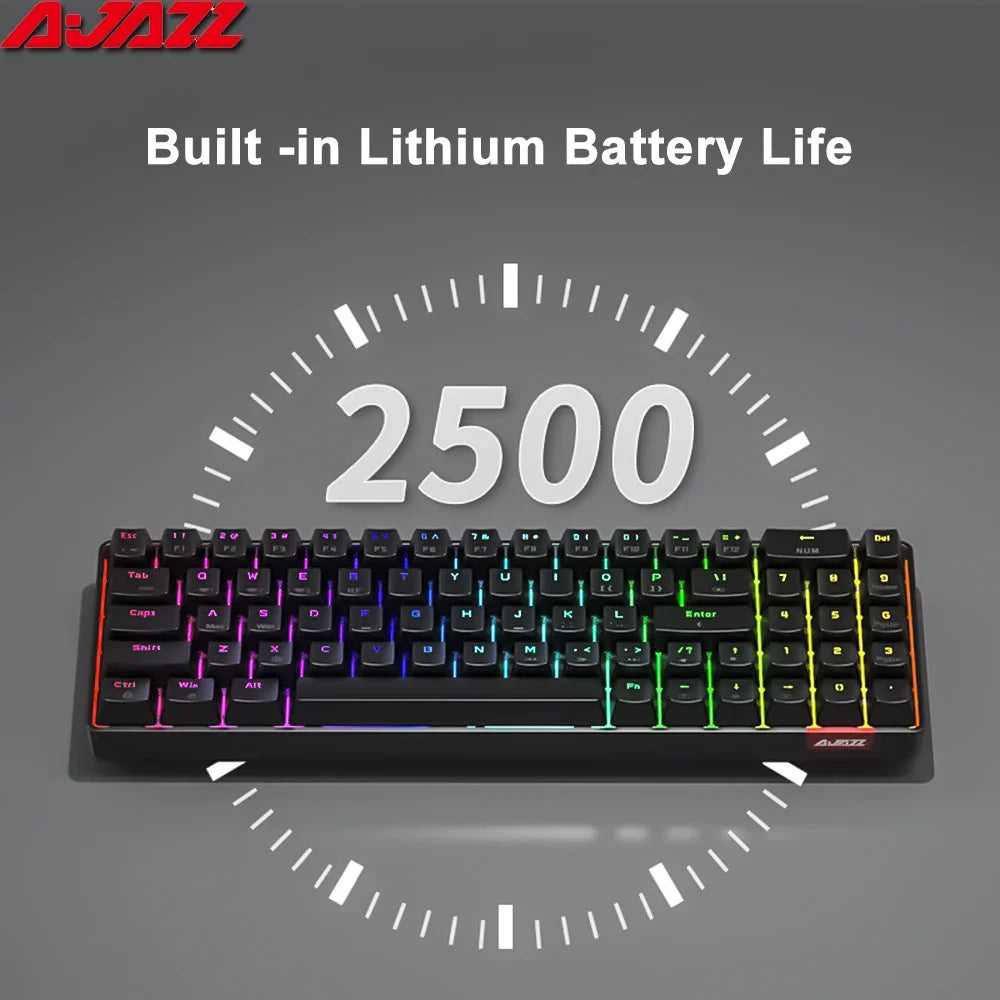 AJAZZ AK692 Gaming Mechanical Keyboard RGB 68 Keys Hot Swap Custom Keyboard Bluetooth Wireless Keyboards for PC Laptop Computer