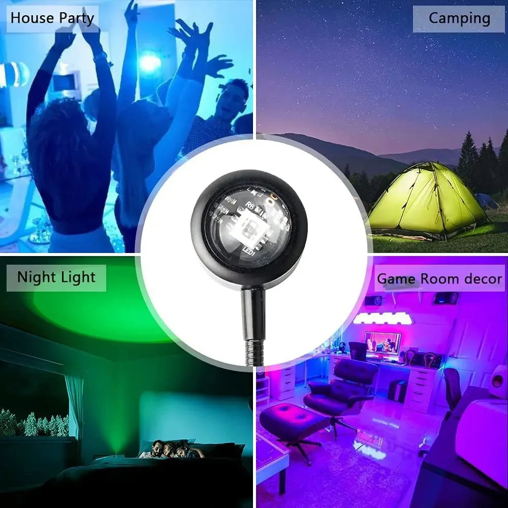 1x USB Sunset Lamp LED Rainbow Neon Night Light Projector