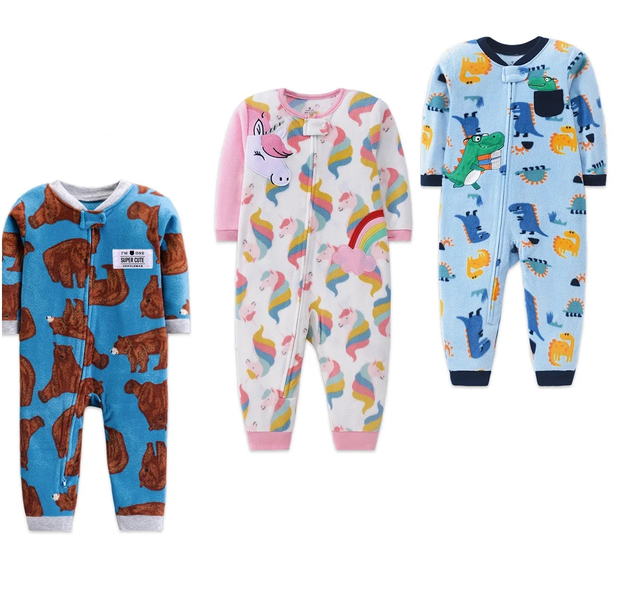 Warm Fleece Animal Baby Romper