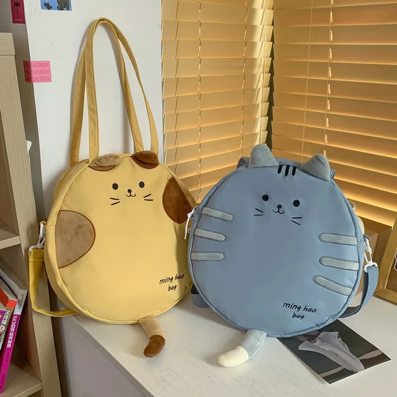 Cute Cat Design Crossbody Bag Large Capacity Shoulder Bag Women New Portable Bag Canvas Tote Bag School Bag Shopping Bag