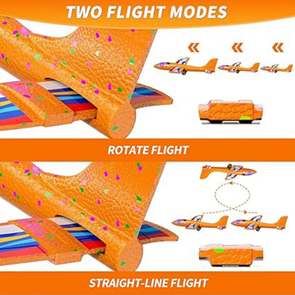 TEMI 4-Pack Foam Planes With 2 Launchers. For Boys 3-8. 4 LED Planes & 20 Darts. Outdoor Toys.