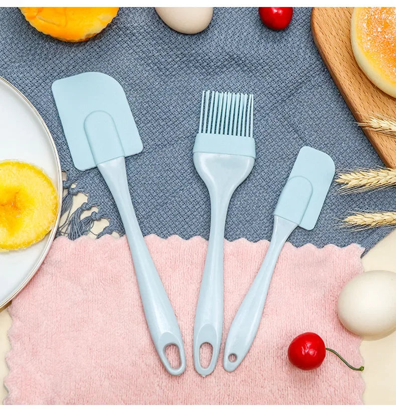 3Pcs/Set Kitchen Utensils Cooking Supplies Multi Purpose Cake Spatula Silicone Oil Brush Baking DIY Tools