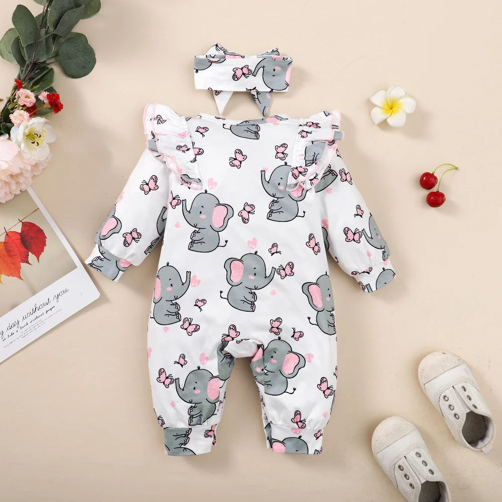 Cute Elephant Baby Romper Set