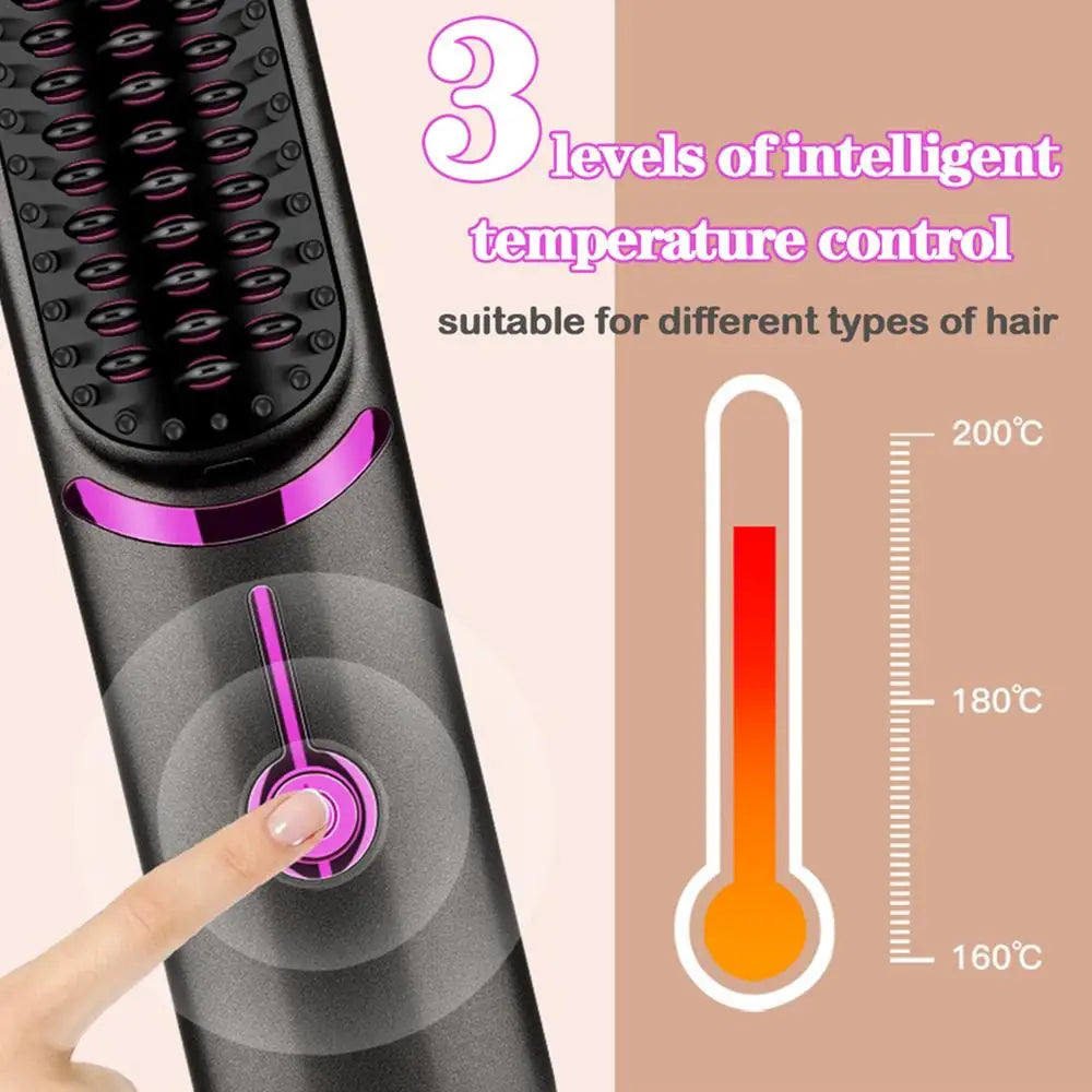 Portable Cordless Hair Straightener Brush