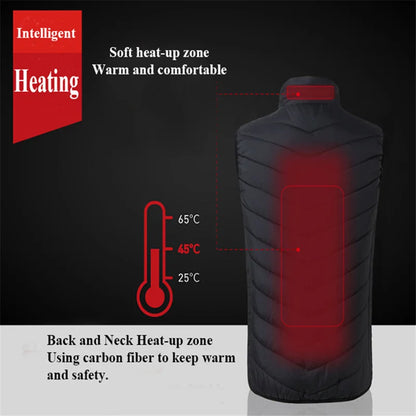 9Areas Self Heating Vest Jacket Vest Winter Electric USB Heater Tactical Jacket Thermal Vest Body Warmer Coat No Battery