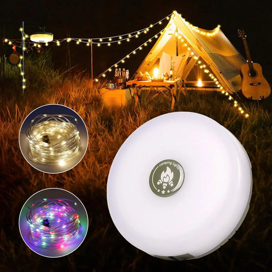 Rechargeable Camping String Light LED Camping String Light USB Rechargeable Magnetic 8 Modes Outdoor String Lamp for Garden Home