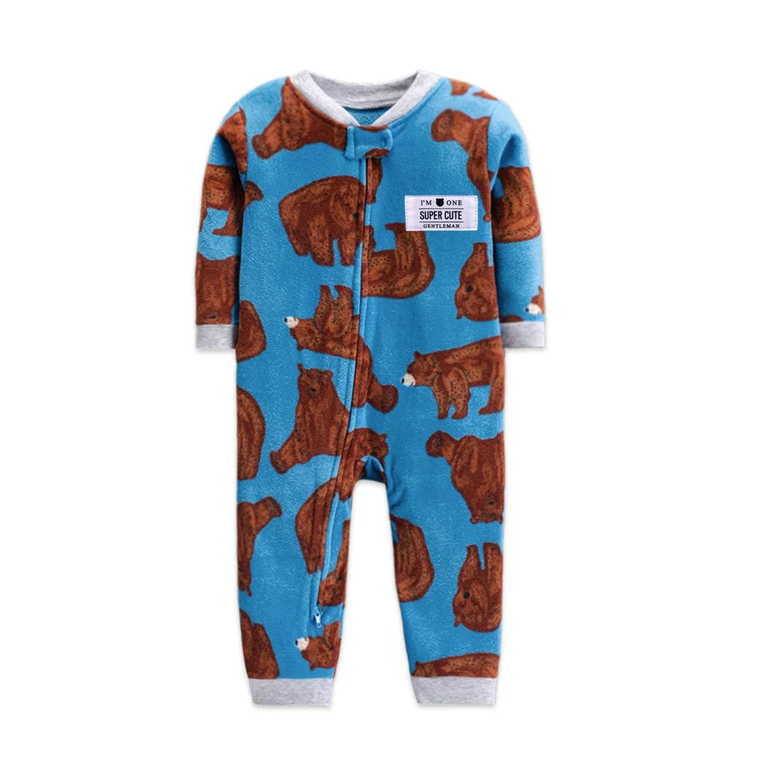 Warm Fleece Animal Baby Romper