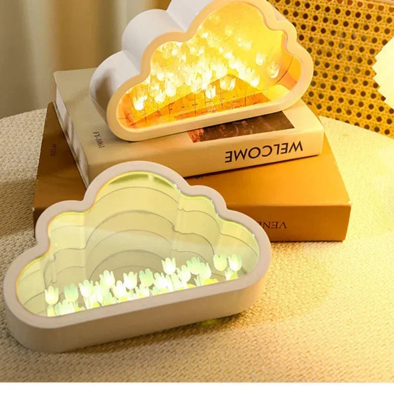 Handmade DIY Material Pack Tulip Sea Table LampLED Night Light Mirror Desk Lamp Bedroom Decorative Lamp Home Decoration Lamp