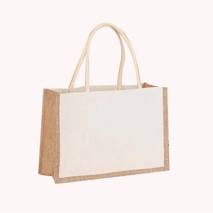 Women Burlap Jute Tote Bag Large Capacity Canvas Top-handle Jute Handbag Grocery Tote Handbag Casual Shopping Bag Gift Bag