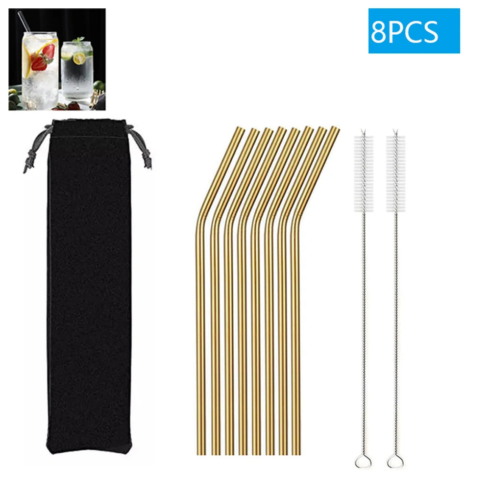 Reusable Glass Drinking Straws Set