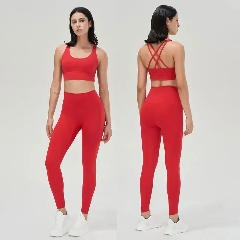 Fitness Yoga Women's Tracksuit Fitness Yoga Sets Sportswear Workout Bra+High Waist Leggings Gym Clothing Seamless Sports Suits