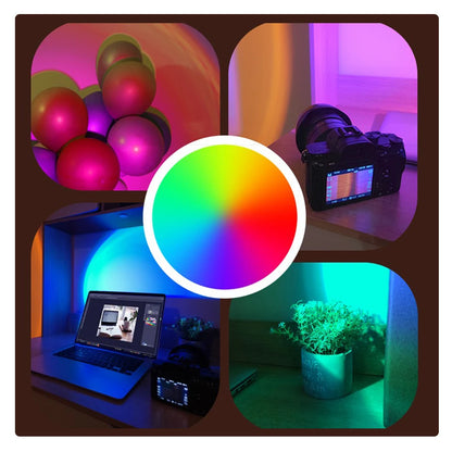 1x USB Sunset Lamp LED Rainbow Neon Night Light Projector