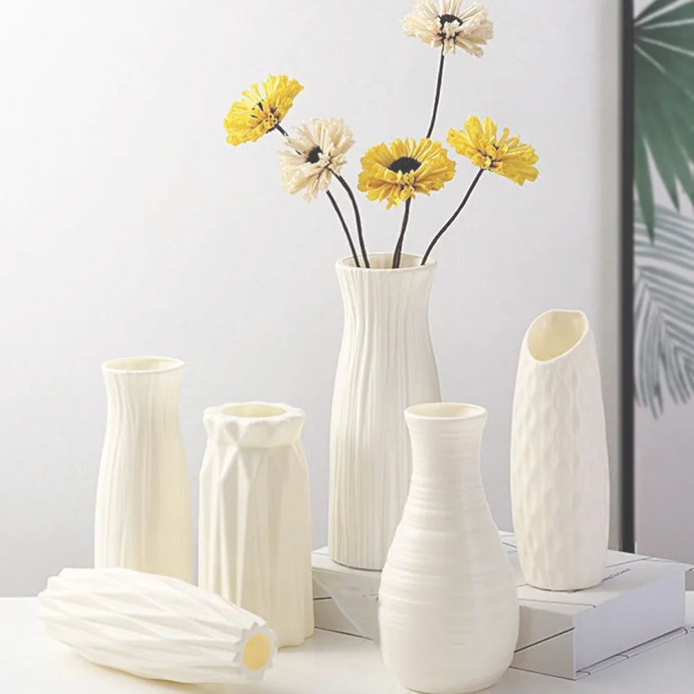 Circle Vase Flower Donut Shape Vase Living Room Decoration Nordic Style Plastic Vase Creativity Desktop Home Decoration Supply