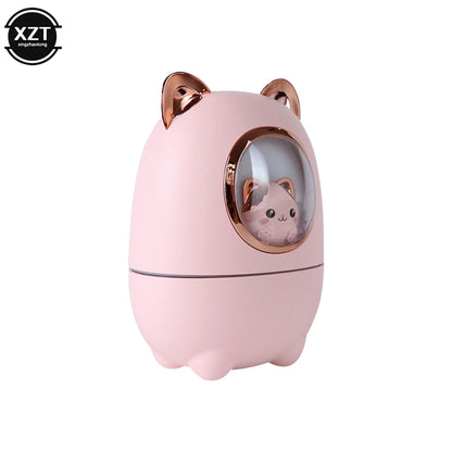 Cartoon Cat Air Humidifier Cute Silent USB Recharging Diffuser Aroma Essential Oil Perfume with Night Light for Home Car Office