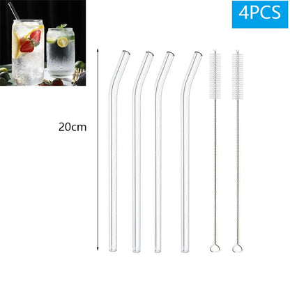 Reusable Glass Drinking Straws Set