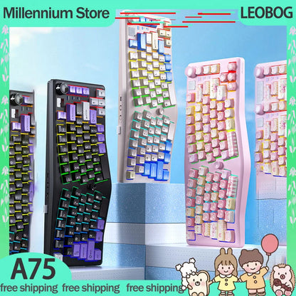 Leobog Alice A75 Mechanical Keyboard 3Mode 2.4G Bluetooth Wireless Keyboard Keycaps PBT Hot swap RGB Custom Gamer Keyboard Gifts