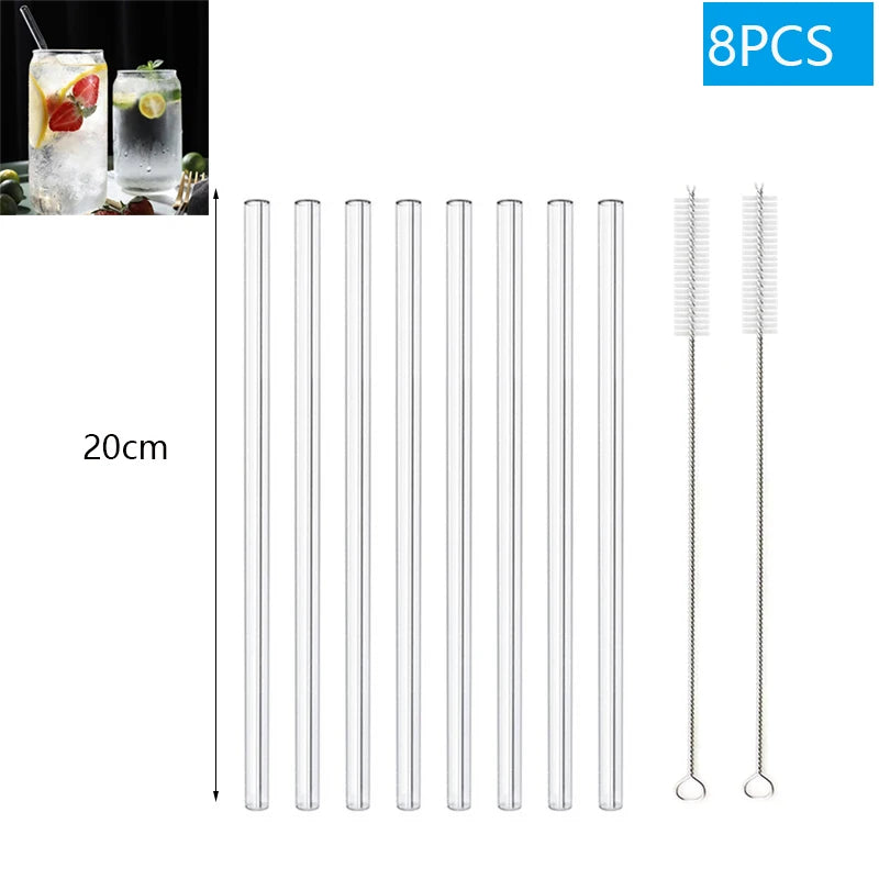 Reusable Glass Drinking Straws Set