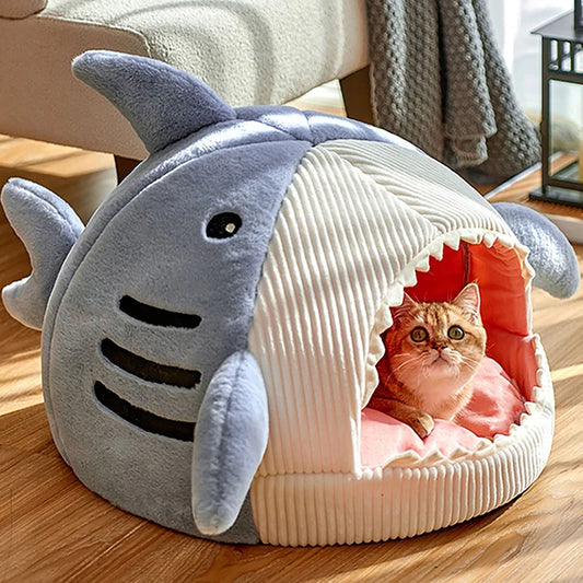 Cartoon Shark Warm Cat Bed