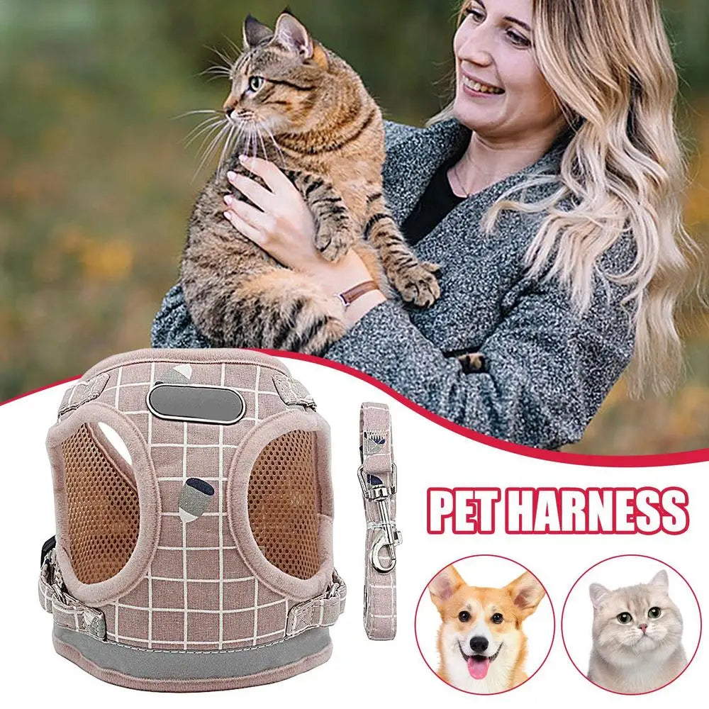 Cats Chest Harness Soft Adjustable No Pull Cat Harness Breathable Weather Mesh Comfortable Pet Accessories For Cats & Small Dogs