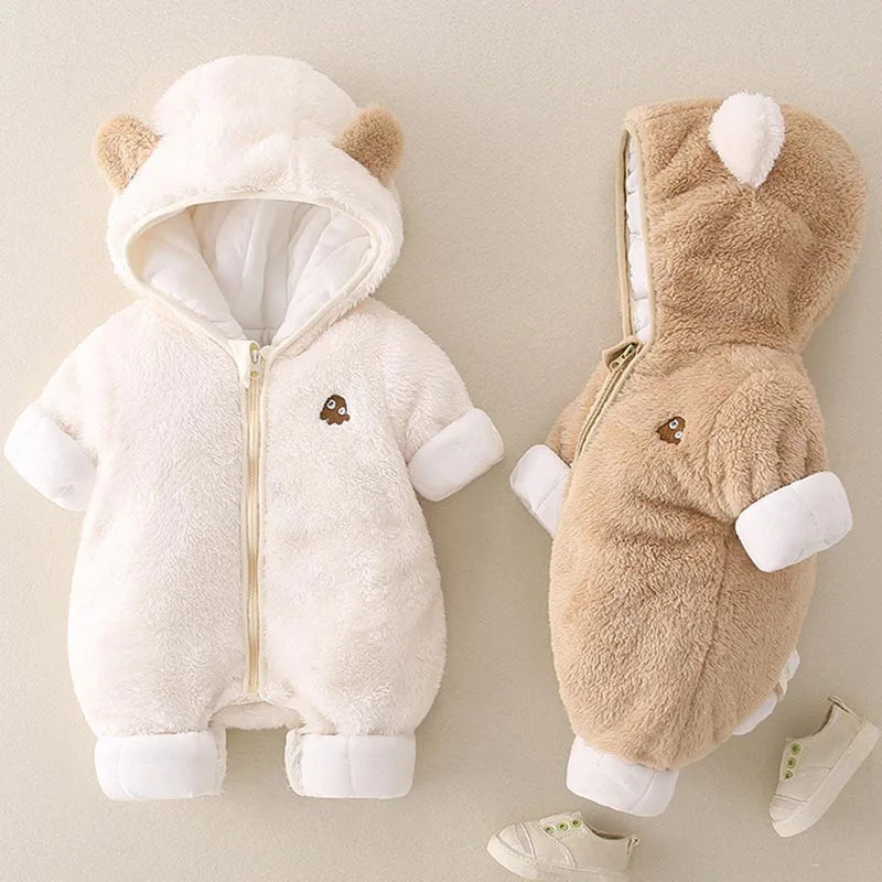 Baby Autumn Winter Warm Jumpsuit Cartoon Little Bear Cute Toddler Romper Crawling Clothes Newborn Boy Costume Clothing Overall