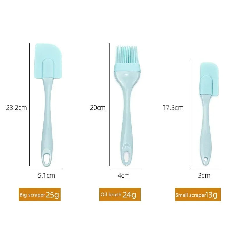 3Pcs/Set Kitchen Utensils Cooking Supplies Multi Purpose Cake Spatula Silicone Oil Brush Baking DIY Tools