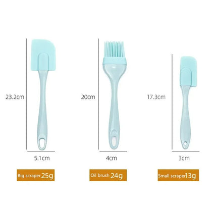 3Pcs/Set Kitchen Utensils Cooking Supplies Multi Purpose Cake Spatula Silicone Oil Brush Baking DIY Tools