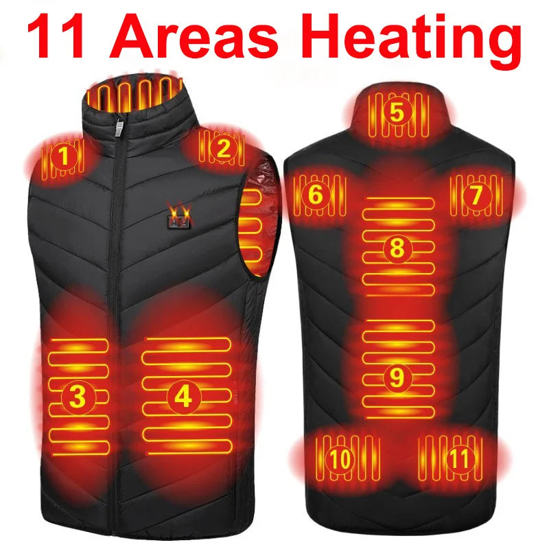 9Areas Self Heating Vest Jacket Vest Winter Electric USB Heater Tactical Jacket Thermal Vest Body Warmer Coat No Battery