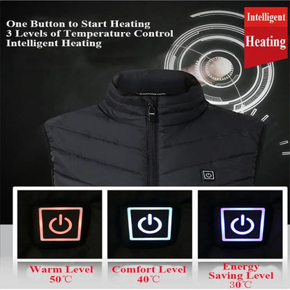 9Areas Self Heating Vest Jacket Vest Winter Electric USB Heater Tactical Jacket Thermal Vest Body Warmer Coat No Battery