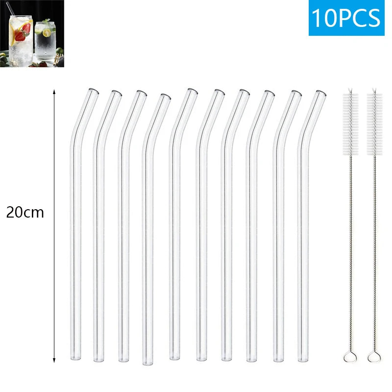 Reusable Glass Drinking Straws Set