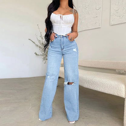 High-Waist Wide Leg Denim Jeans