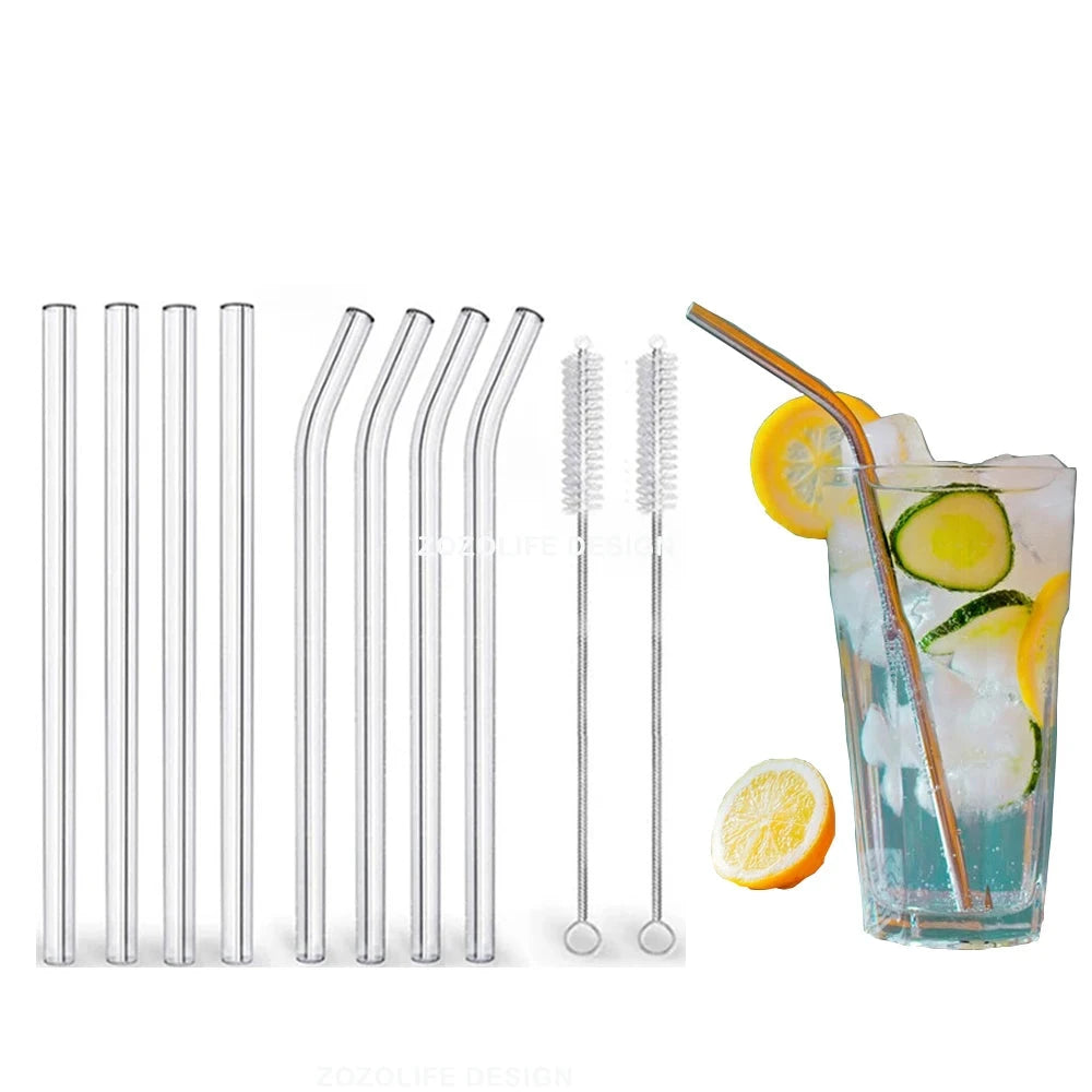 Reusable Glass Drinking Straws Set