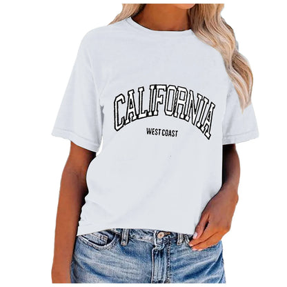 Letter Printed Women T-Shirts Cotton Quality Short Sleeve Summer Breathable Tshirt Female Soft Casual Women's Black T-shirt