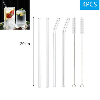 Reusable Glass Drinking Straws Set