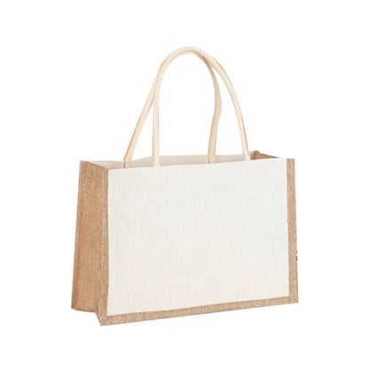 Women Burlap Jute Tote Bag Large Capacity Canvas Top-handle Jute Handbag Grocery Tote Handbag Casual Shopping Bag Gift Bag