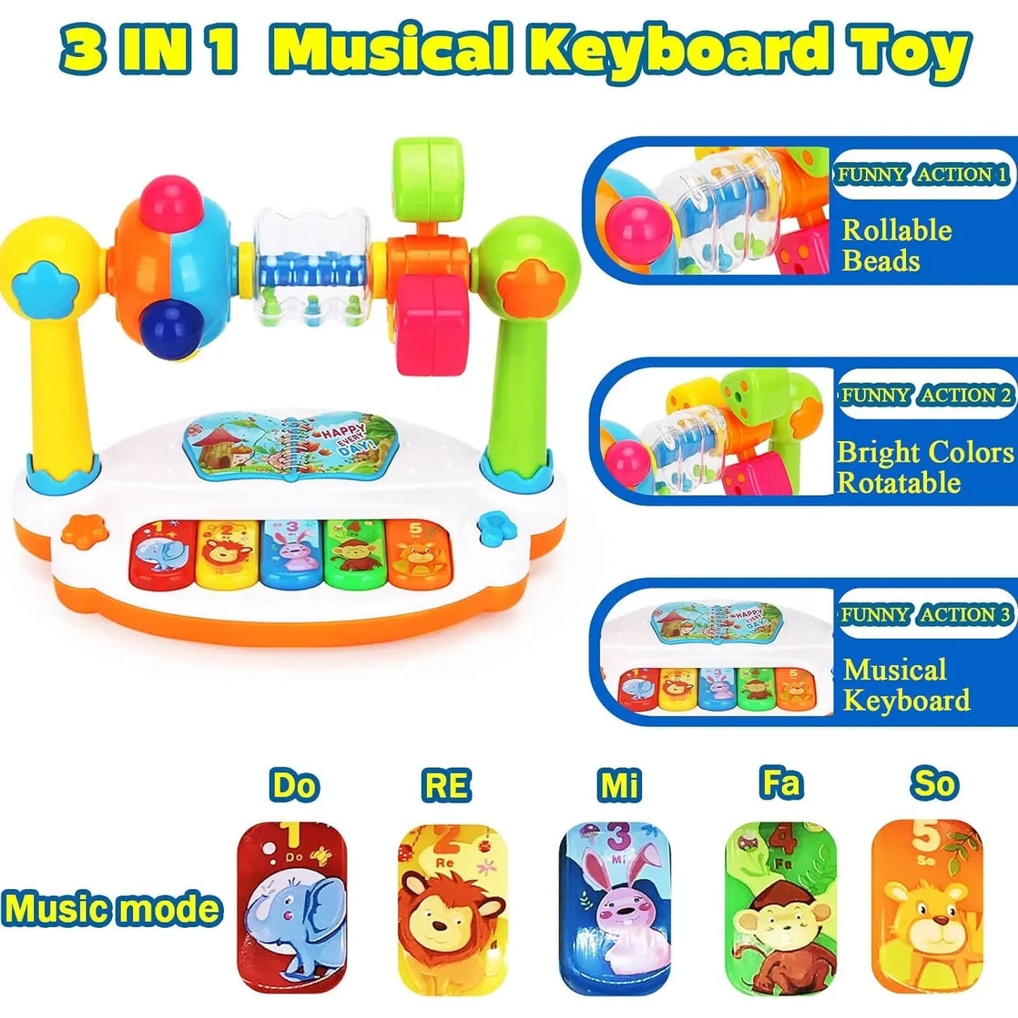 Rotating Light Music Piano Toy