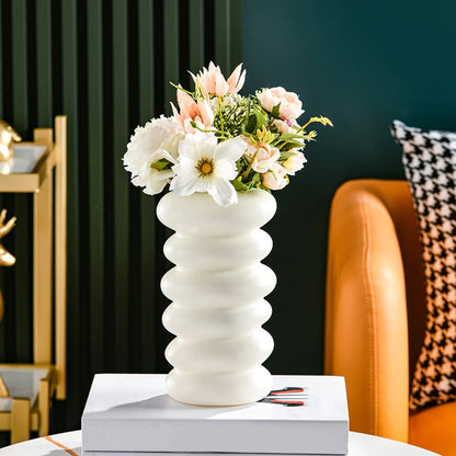 Circle Vase Flower Donut Shape Vase Living Room Decoration Nordic Style Plastic Vase Creativity Desktop Home Decoration Supply