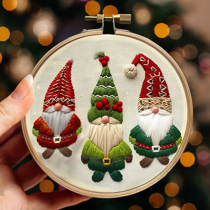 Christmas DIY Embroidery Kit Wreath Handmade Sewing Art Craft Beginners Needlework Printed Pattern Cross Stitch Set Xmas Gift