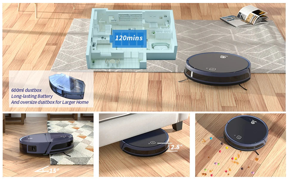 OKP K7 Robot Vacuum Cleaner, 2000Pa Strong Suction, Slim, APP/WiFi/Voice Control,Ideal for Pet Hair, Hard Wood Floors and Carpet