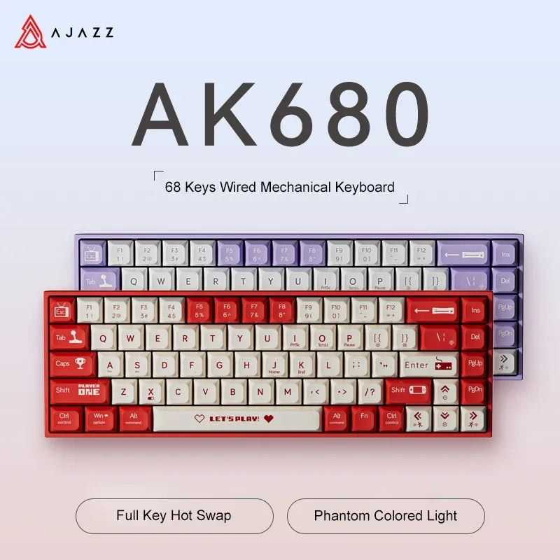 AJAZZ AK680 Mechanical Keyboard ABS Keycap 68 Keys Wired Wireless Bluetooth Gamer Keyboard Hot Swap Custom Gasket for Pc Laptop