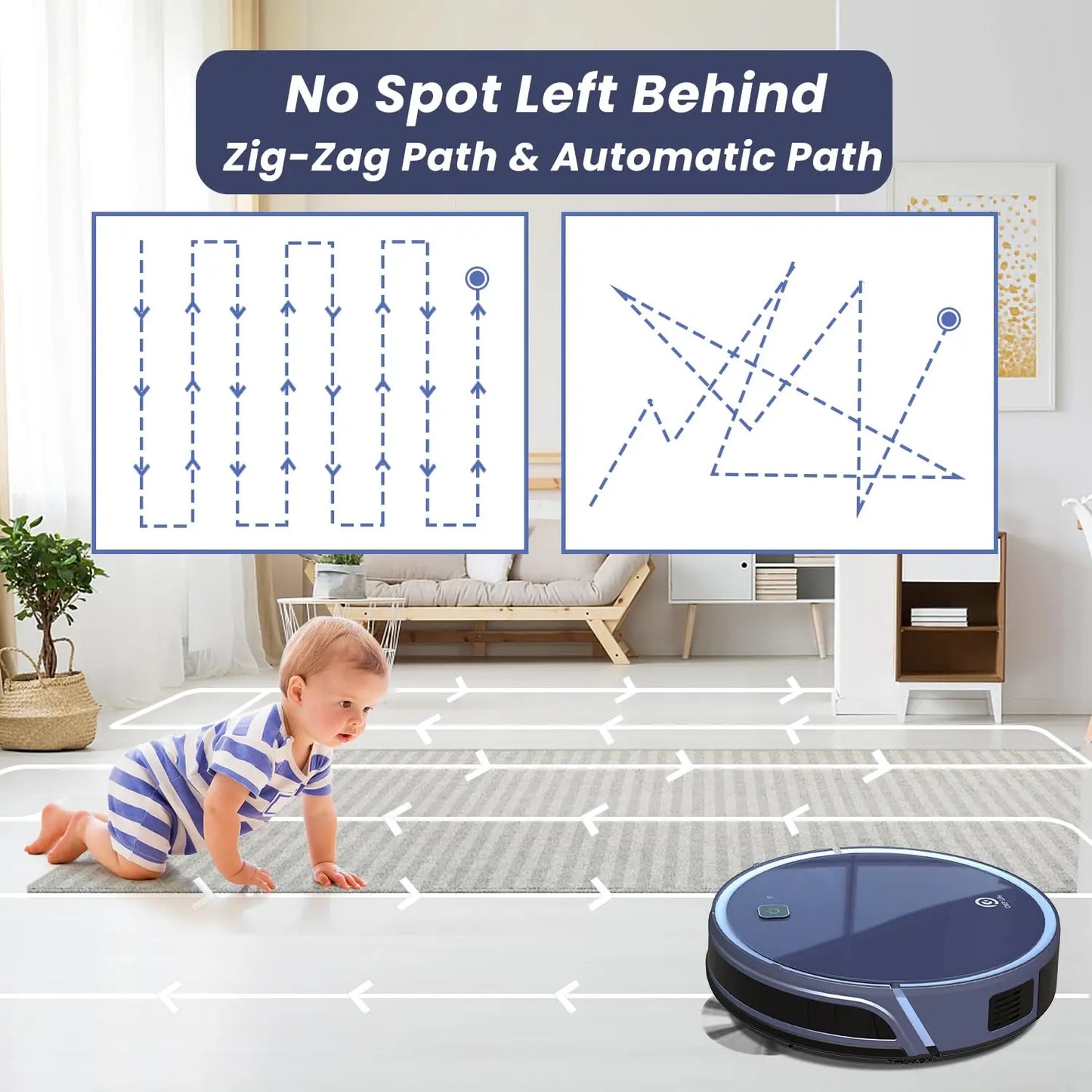 OKP K7 Robot Vacuum Cleaner, 2000Pa Strong Suction, Slim, APP/WiFi/Voice Control,Ideal for Pet Hair, Hard Wood Floors and Carpet